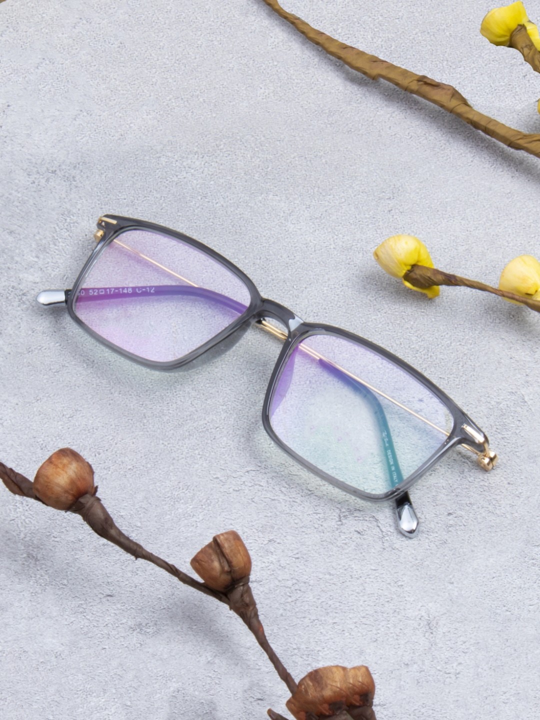 

Ted Smith Unisex Grey Solid Full Rim Wayfarer Frames Eyeglasses