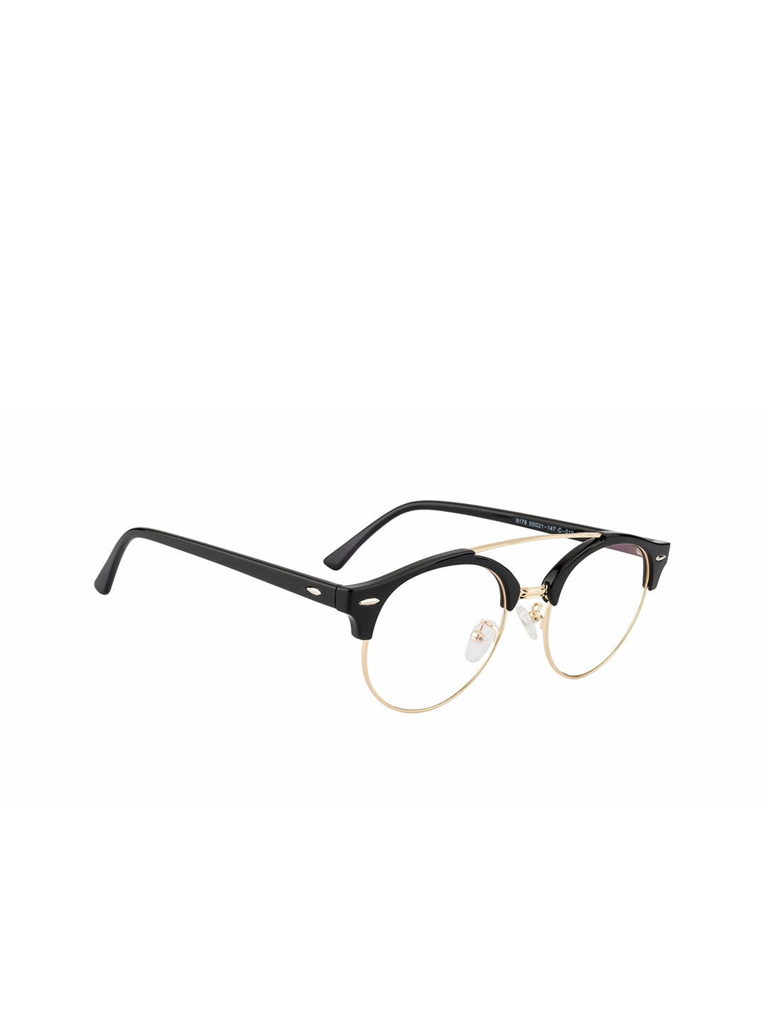 

Ted Smith Unisex Black & Gold-Toned Full Rim Aviator Frames Eyeglasses