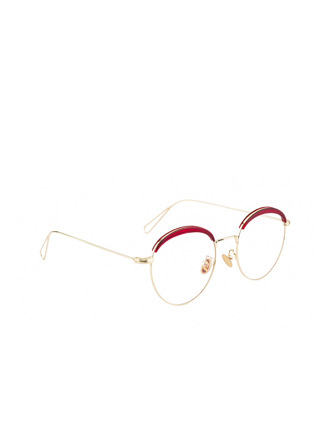 

Ted Smith Unisex Gold-Toned & Red Full Rim Round Frames Eyeglasses