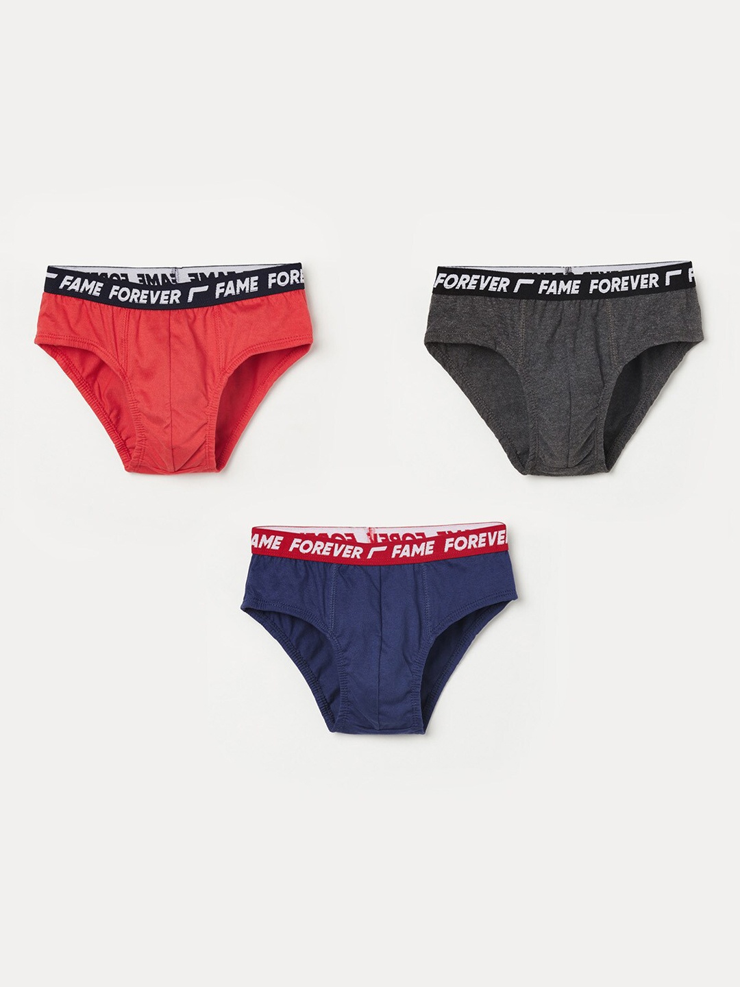 

Fame Forever by Lifestyle Kids Boys Pack of 3 Red & Blue Cotton Briefs 1000010814206