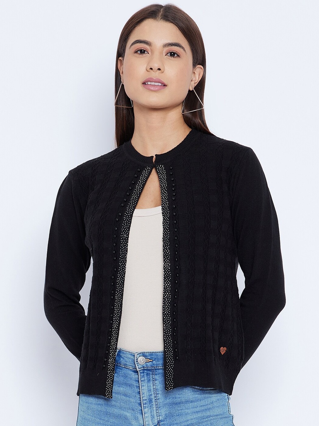 

Duke Women Black Cardigan with Embellished Detail