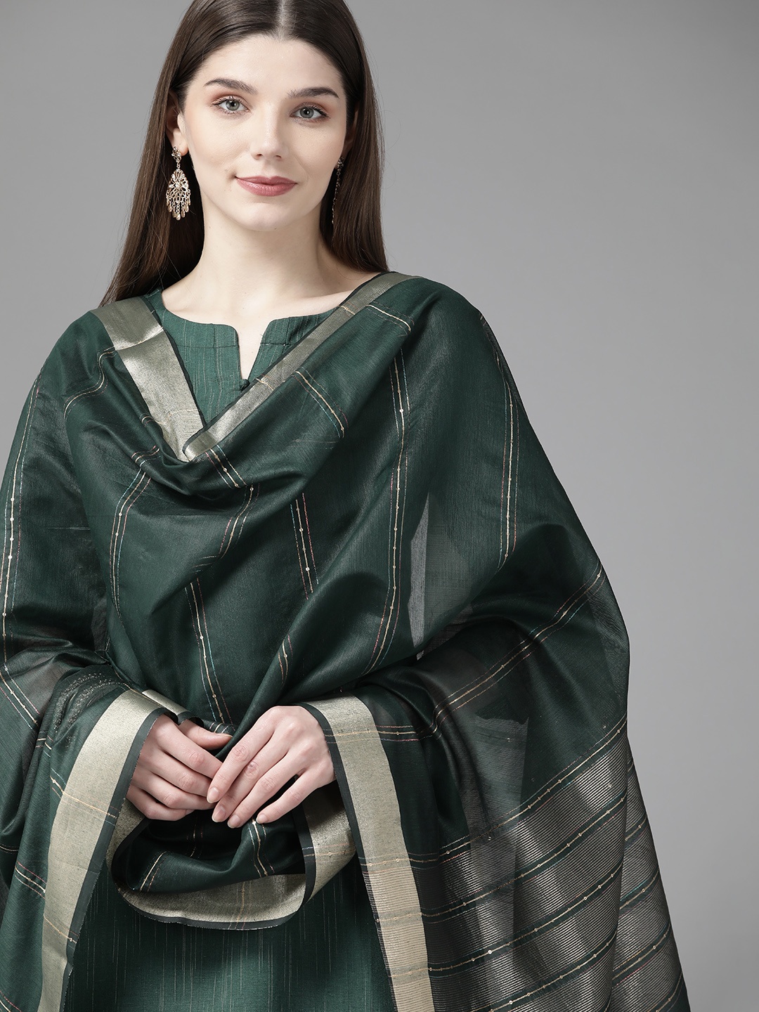 

Indo Era Women Green Kurta with Palazzos & With Dupatta