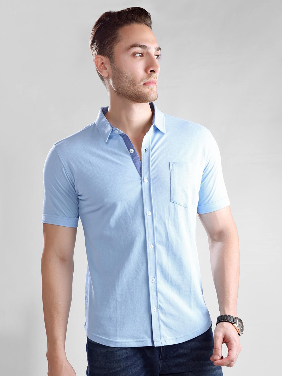 

Dream of Glory Inc Men Blue Casual Shirt