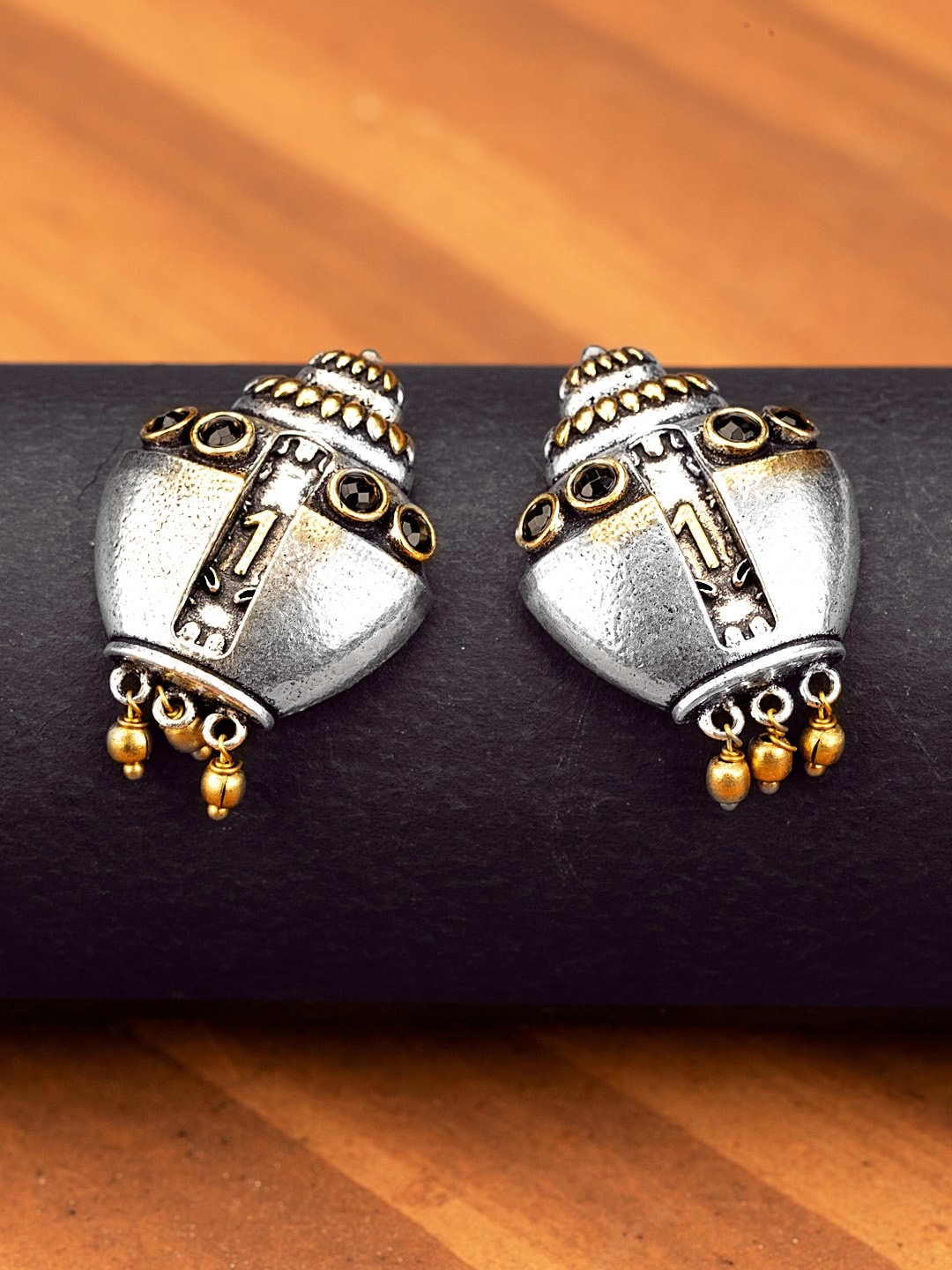 

Voylla Silver-Plated & Gold-Toned Diamond Shaped Studs Earrings