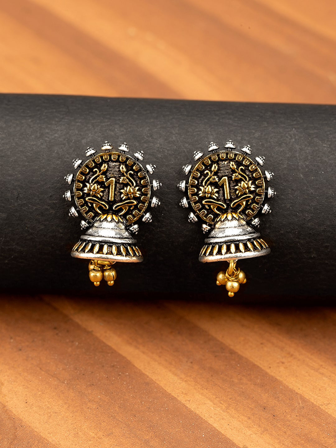 

Voylla Silver-Toned Contemporary Jhumkas Earrings