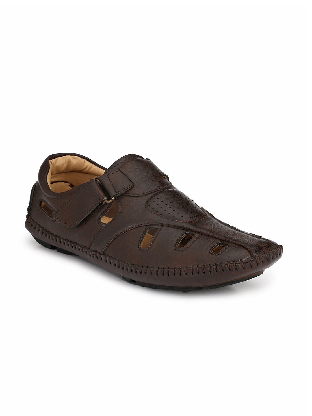 

Ferraiolo Men Brown Textured Shoe-Style Sandals