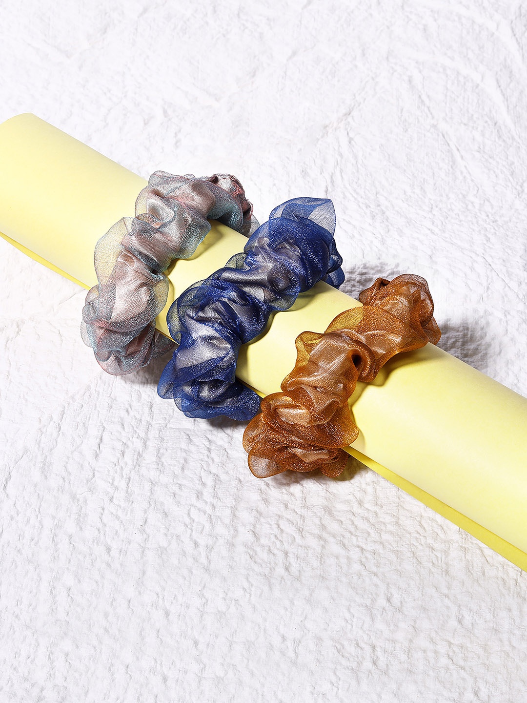 

Blueberry Women Set of 3 Organza Printed Scrunchies, Multi