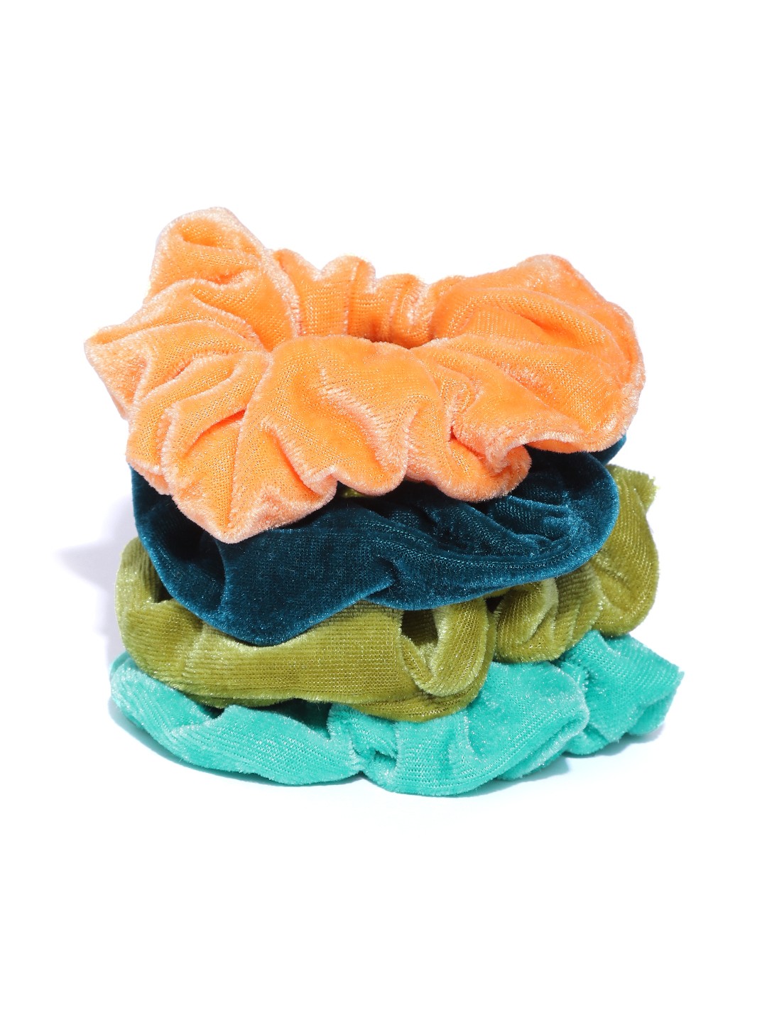 

Blueberry Women Set of 4 Velvet Solid Scrunchies, Multi