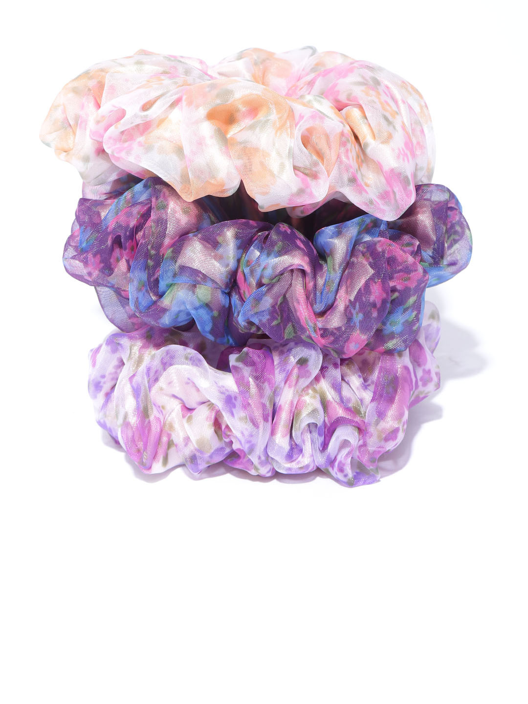 

Blueberry Women Set of 3 Printed Scrunchies, Pink