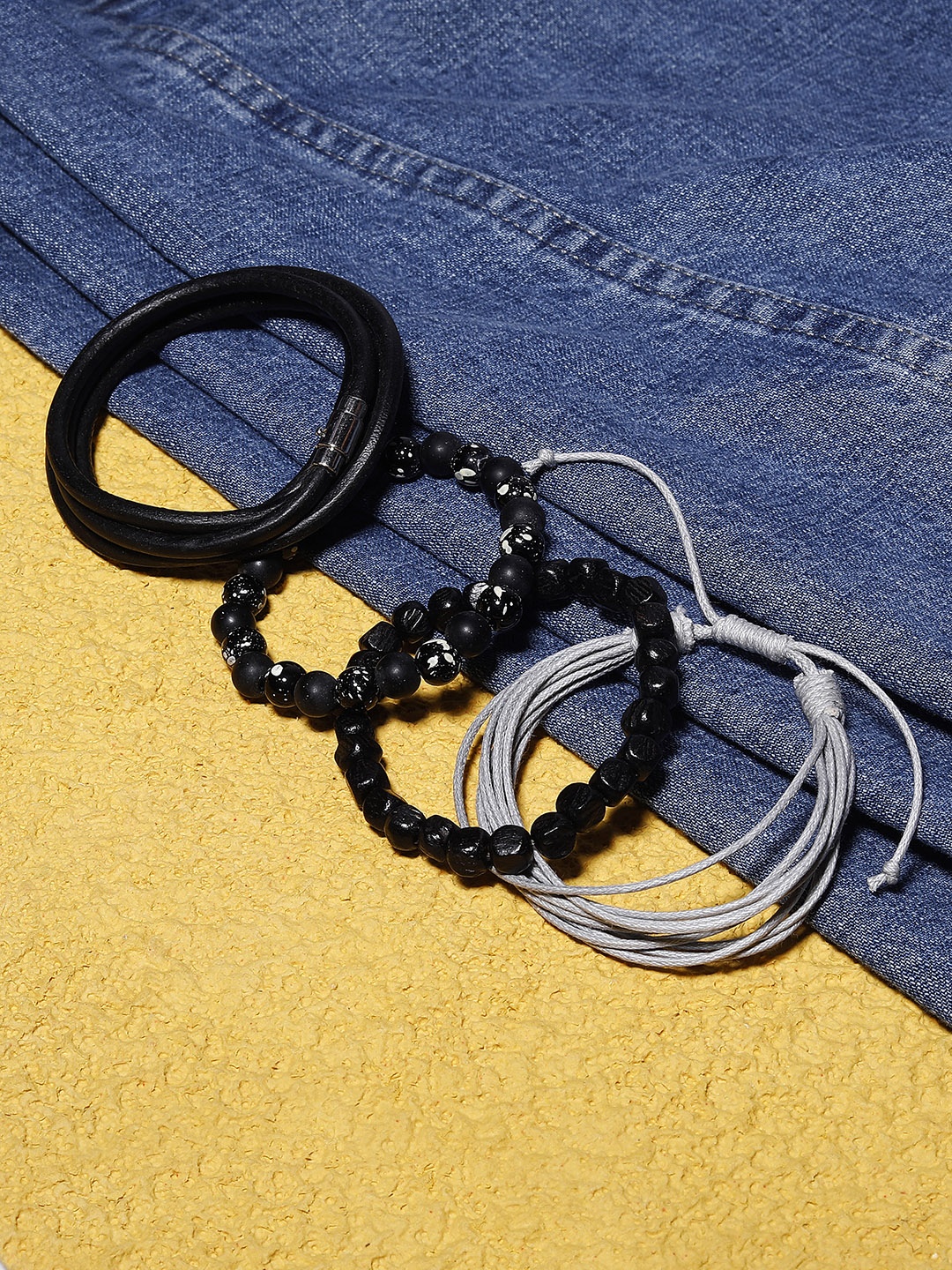 

Blueberry Men Set of 4 Handcrafted Bracelets, Black