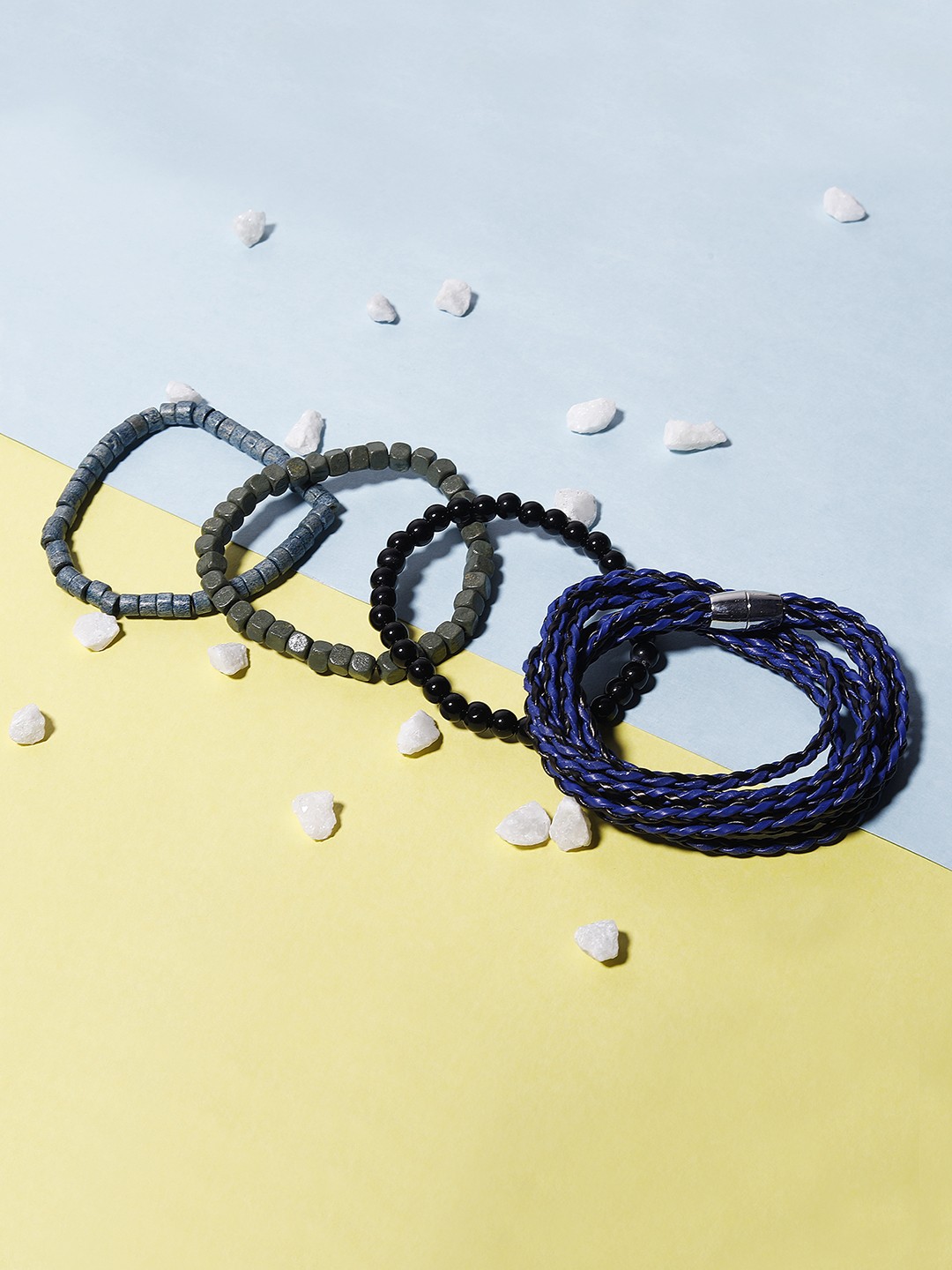 

Blueberry Men Set of 4 Handcrafted Bracelets, Black