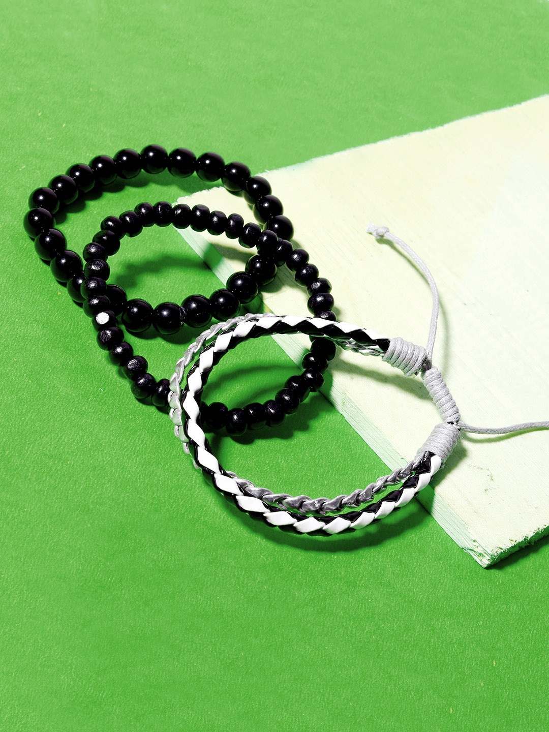 

Blueberry Men Set of 3 Handcrafted Bracelets, Black