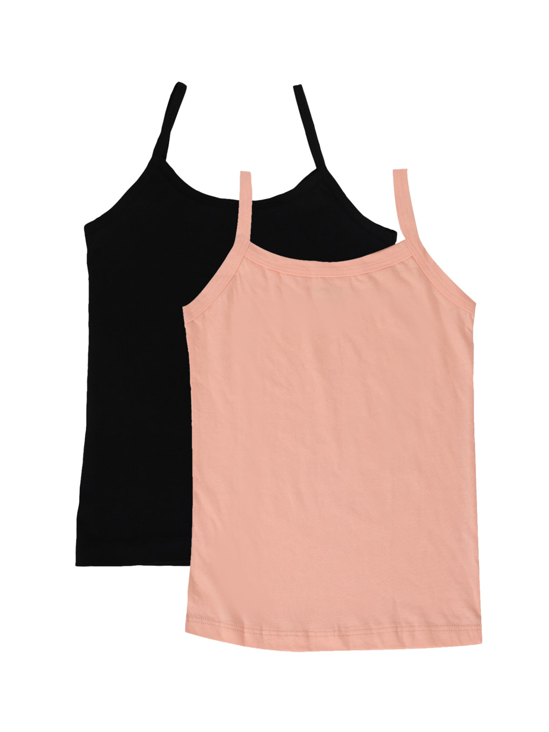 

YK Girls Pack of 2 Peach & Black Premium Cotton Camisoles