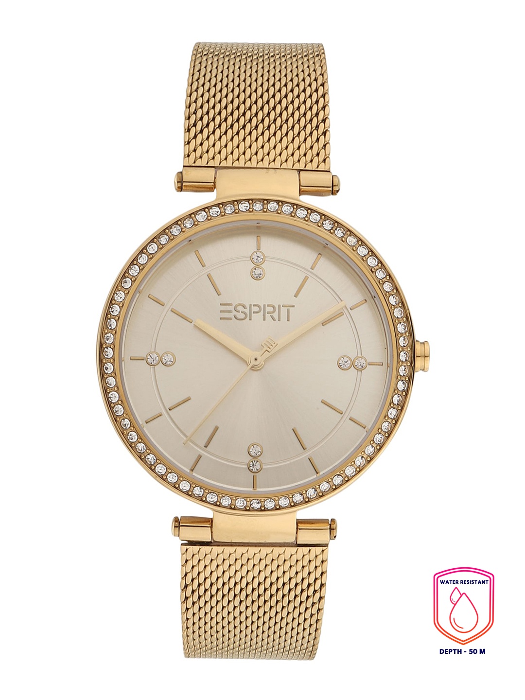 

ESPRIT Women Gold Toned Stainless Steel Bracelet Style Straps Analogue Watch ES1L310M0135