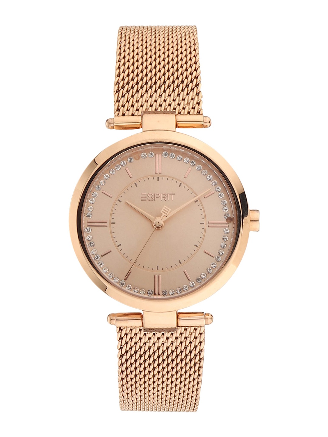 

ESPRIT Women Rose Gold-Toned Embellished Dial Bracelet Style Watch - ES1L251M0065