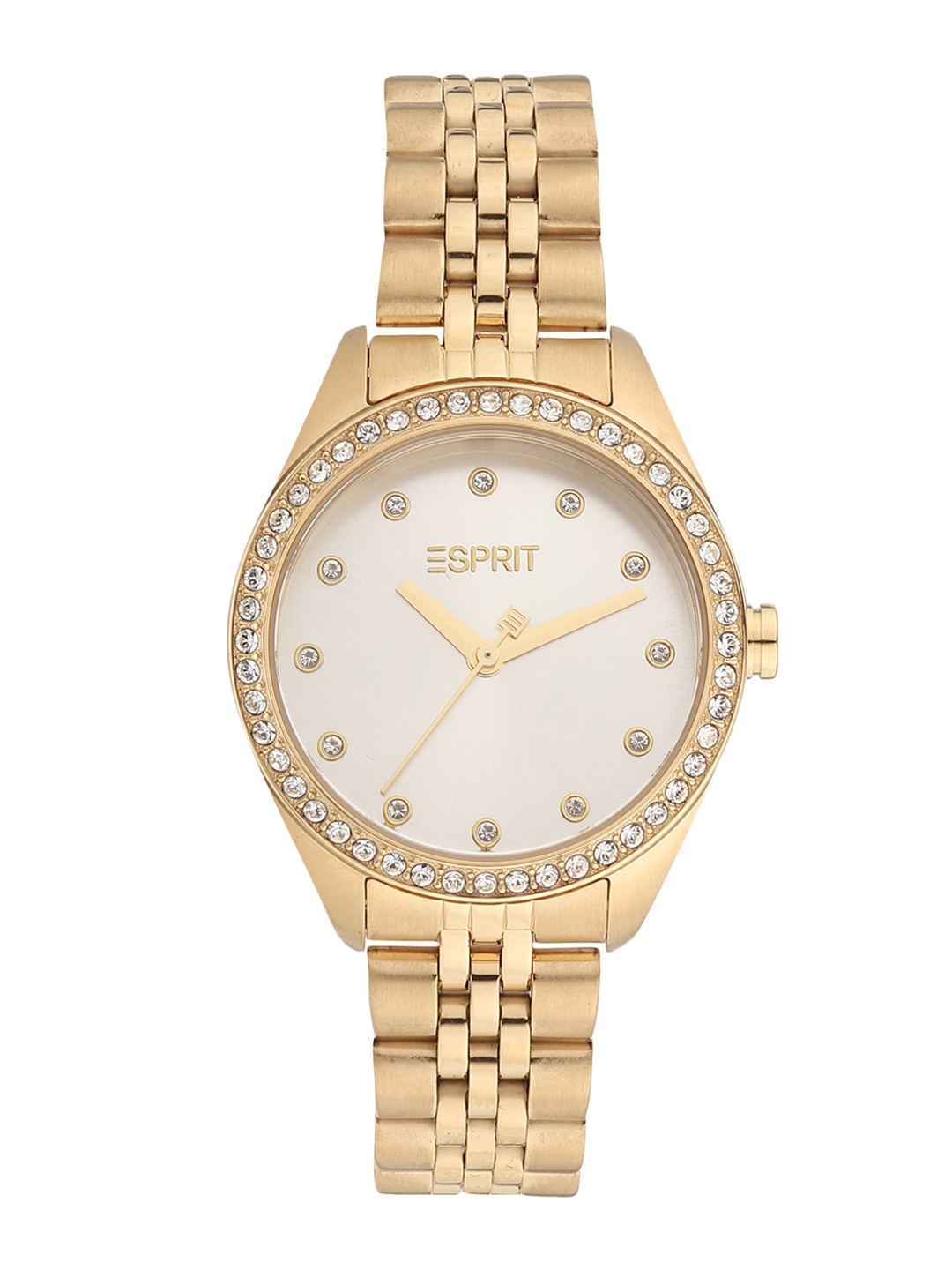 

ESPRIT Women Silver-Toned Embellished Dial & Gold Toned Stainless Steel Bracelet Style Straps Analogue Watch