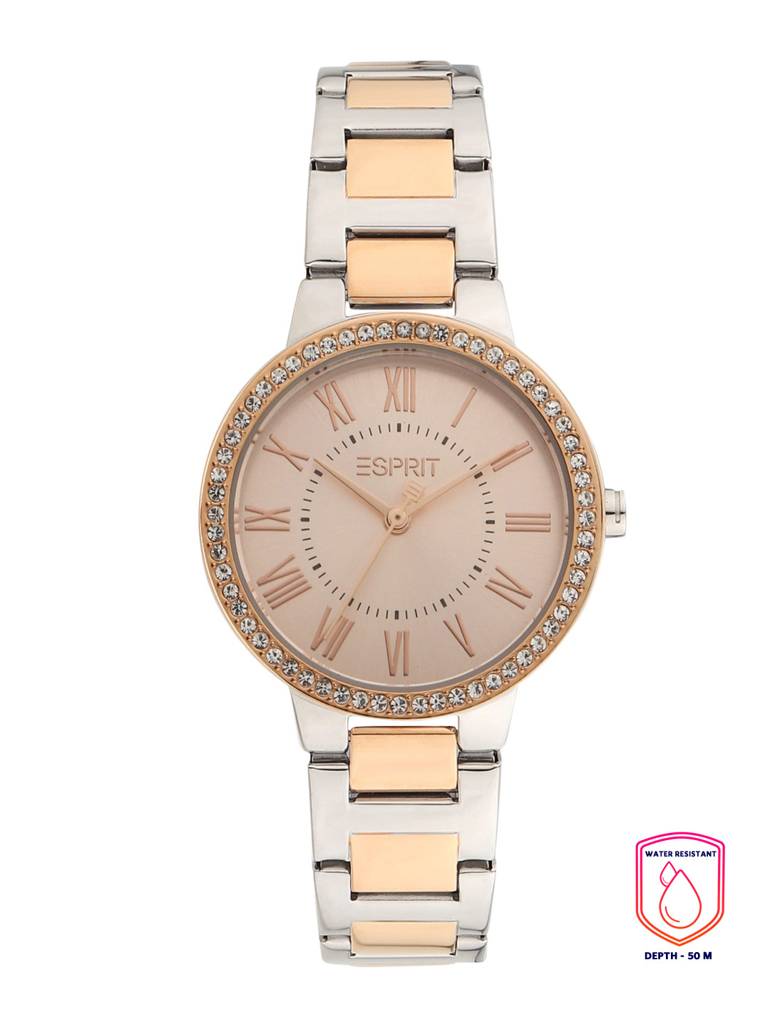 

ESPRIT Women Rose Gold-Toned Bracelet Style Straps Analogue Watch ES1L228M0065, Silver