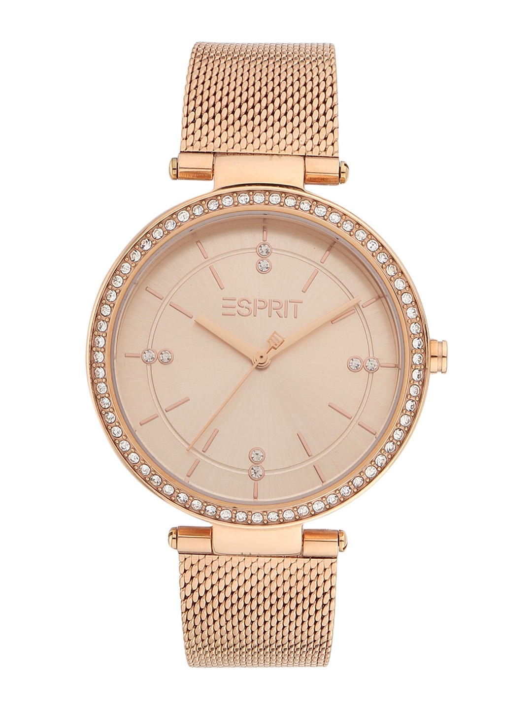 

ESPRIT Women Rose Gold-Toned Embellished Dial & Bracelet Style Straps Watch ES1L310M0145