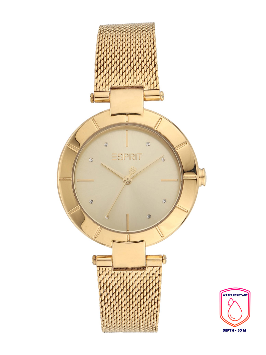 

ESPRIT Women Rose Gold-Toned Embellished Dial & Gold Toned Stainless Steel Bracelet Style Straps Analogue Watch