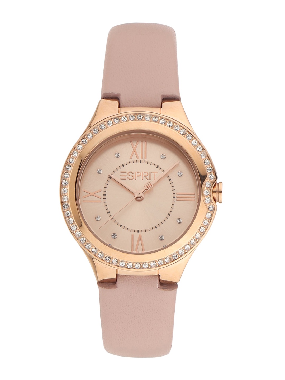 

ESPRIT Women Rose Gold-Toned Embellished Dial & Pink Stainless Steel Straps Analogue Watch