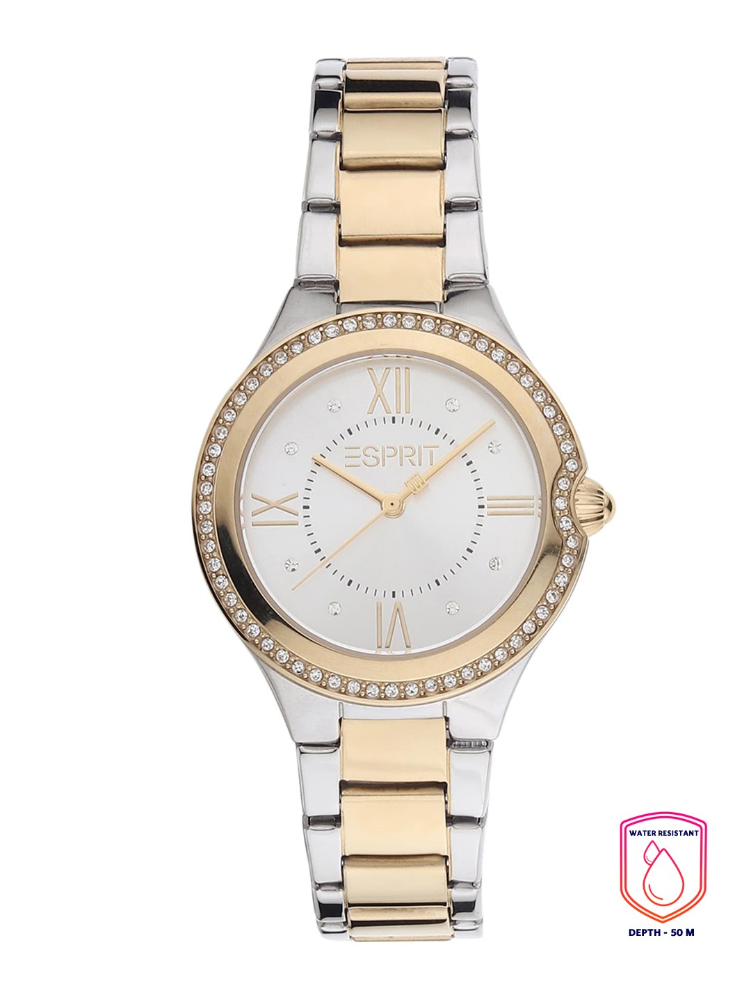 

ESPRIT Women Silver-Toned Dial & Multicoloured Stainless Steel Bracelet Style Straps Analogue Watch, Gold