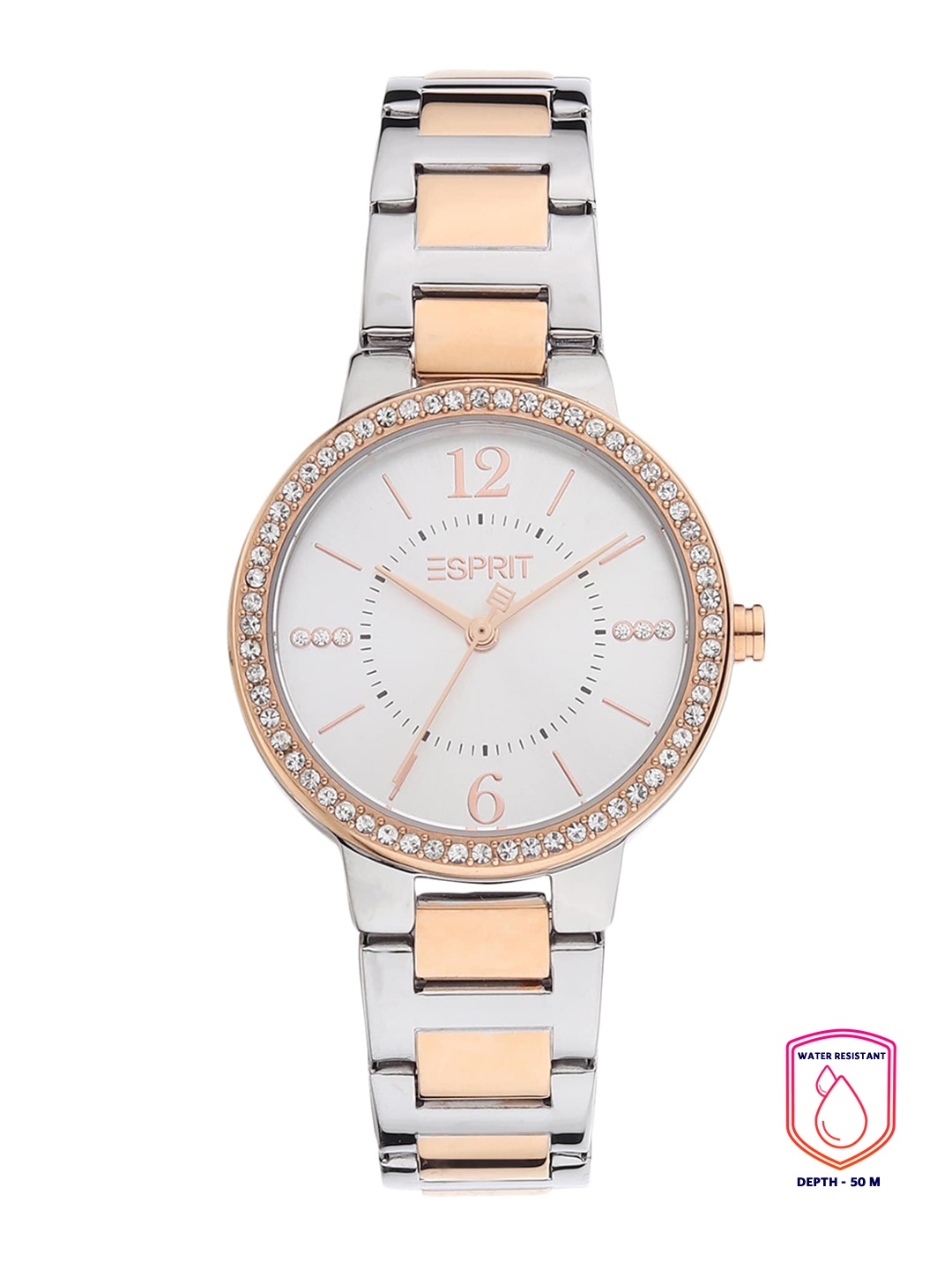 

ESPRIT Woman Silver-Toned Embellished Dial Bracelet Style Straps Watch, Multi