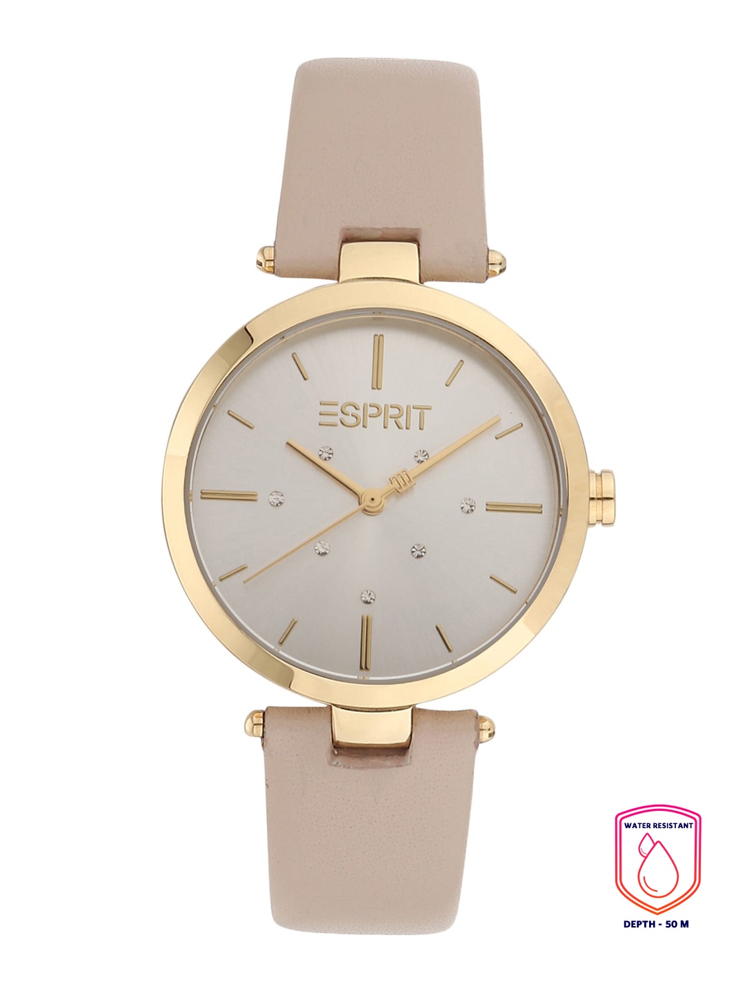 

ESPRIT Woman Silver-Toned Dial & Beige Leather Straps Analogue Watch