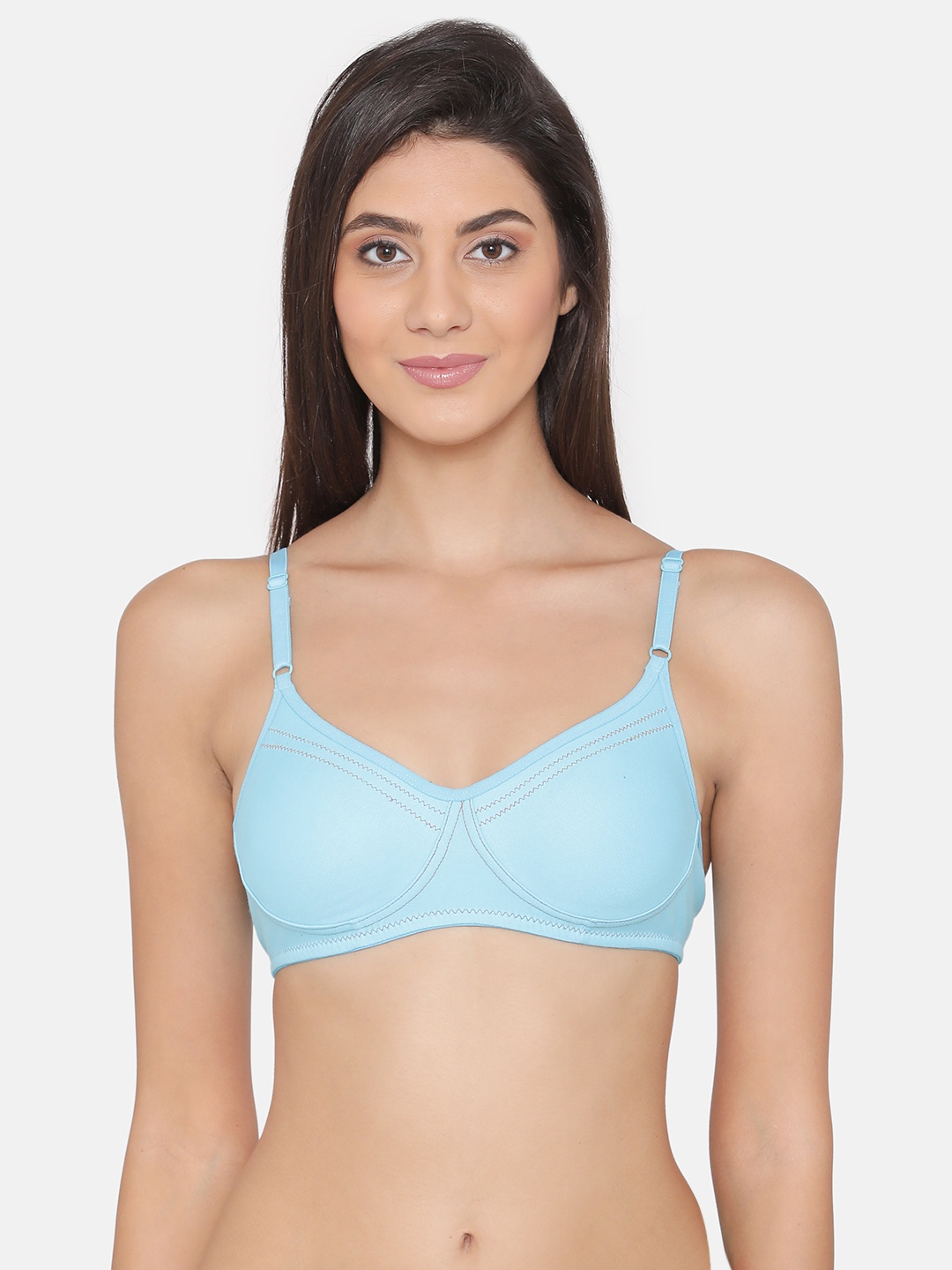 

Clovia Non-Padded Wirefree Denim Look T-Shirt Bra - Blue