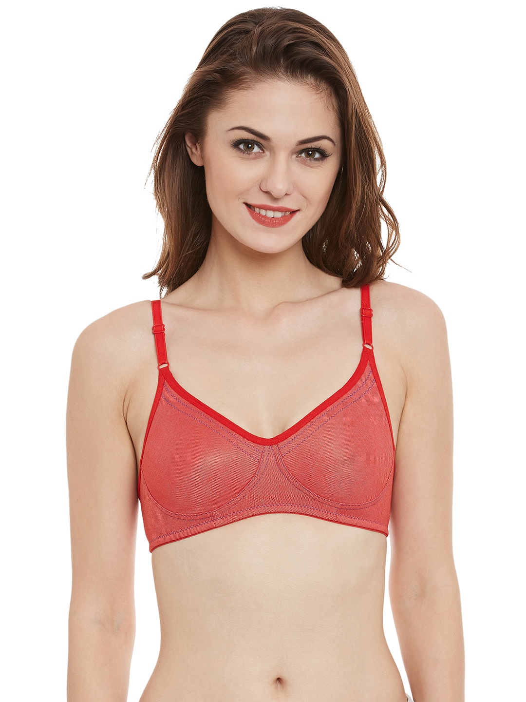 

Clovia Red Medium-Coverage T-shirt Bra BR0744P04