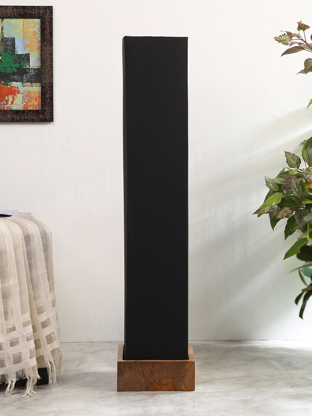 

Devansh Black Cotton Square Natural Wood Floor Lamps