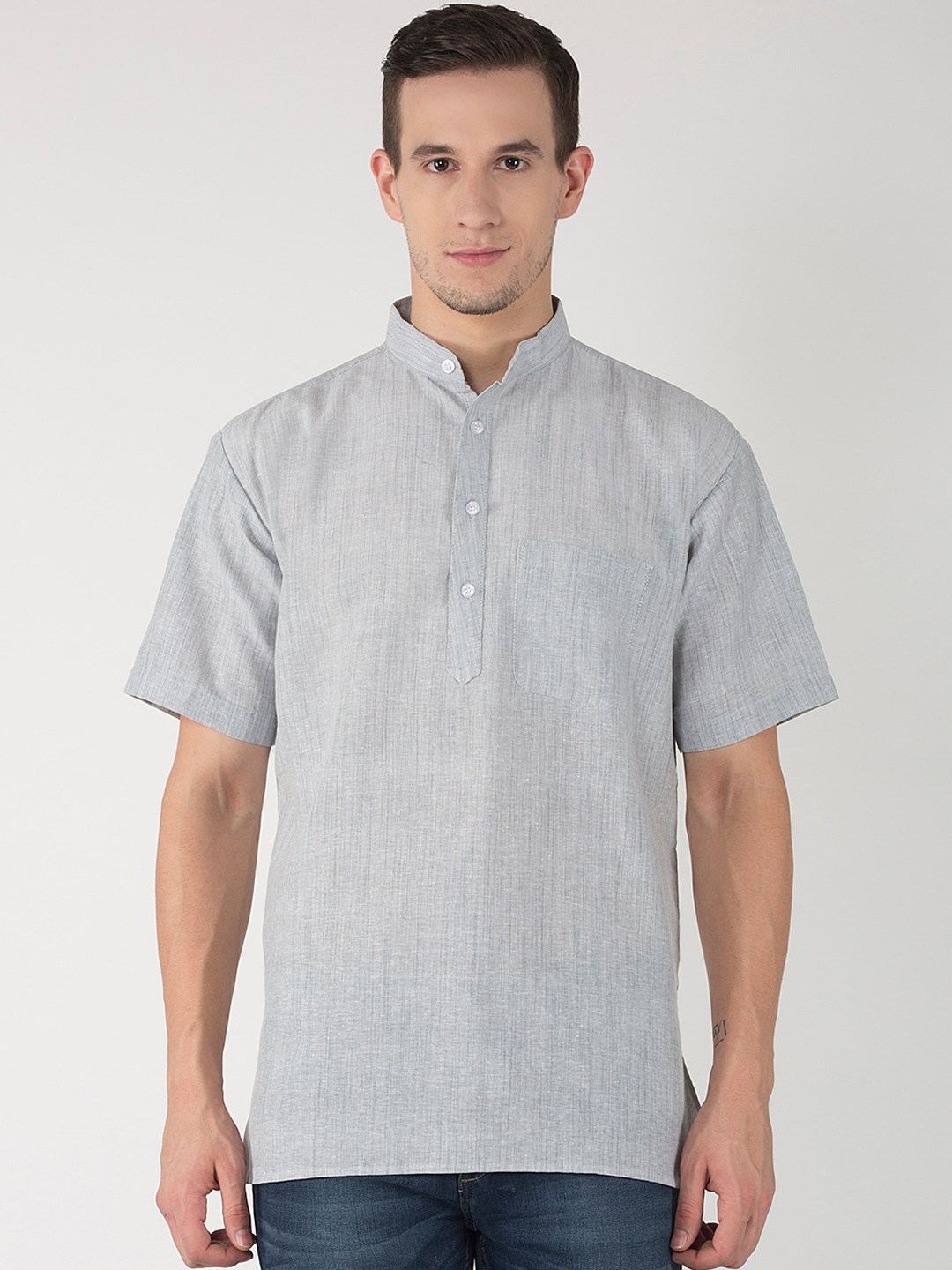 

KHADIO Men Grey Kurta