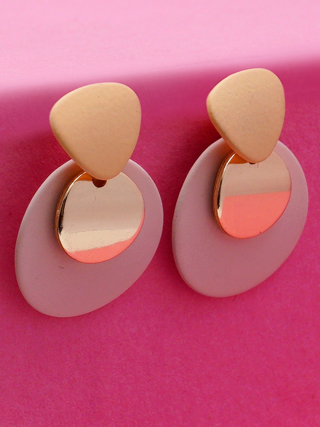 

KARATCART Pink Gold Plated Circular Drop Earrings