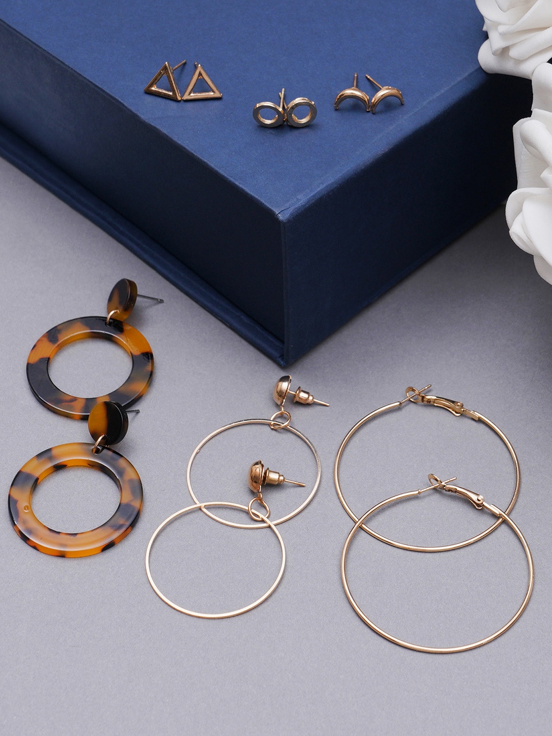 

KARATCART Gold-Plated Set of 6 Contemporary Drop Earrings