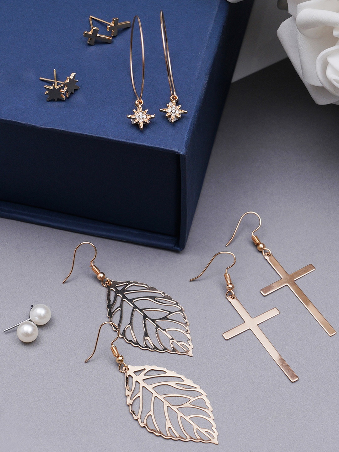 

KARATCART Set of 6 Gold-Plated Classic Drop Earrings