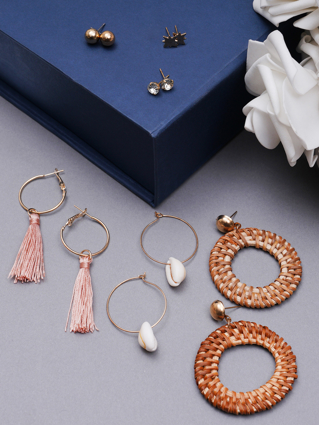 

KARATCART Women Classic Set of 6 Gold Plated Drop Earrings, Multi