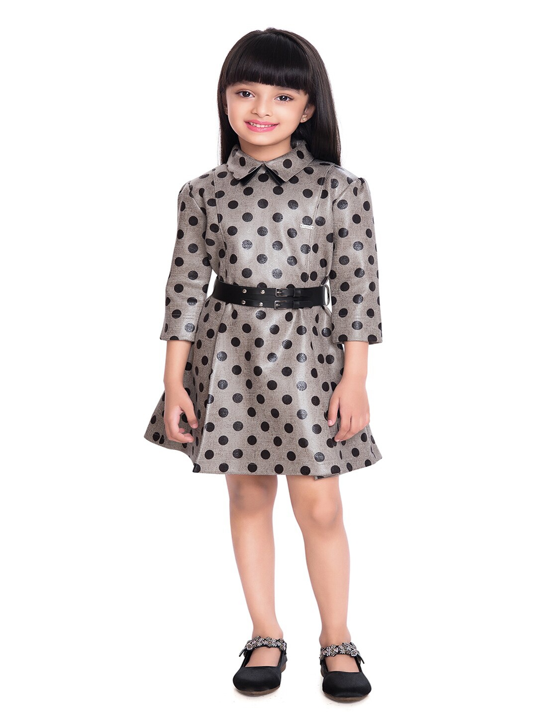 

Tiny Baby Grey & Black Peter Pan Collar Velvet Dress