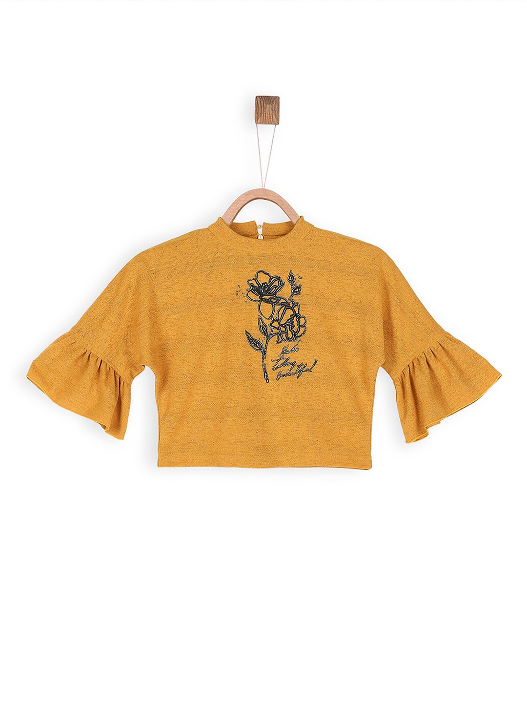 

Tiny Baby Girls Floral Print Top, Mustard