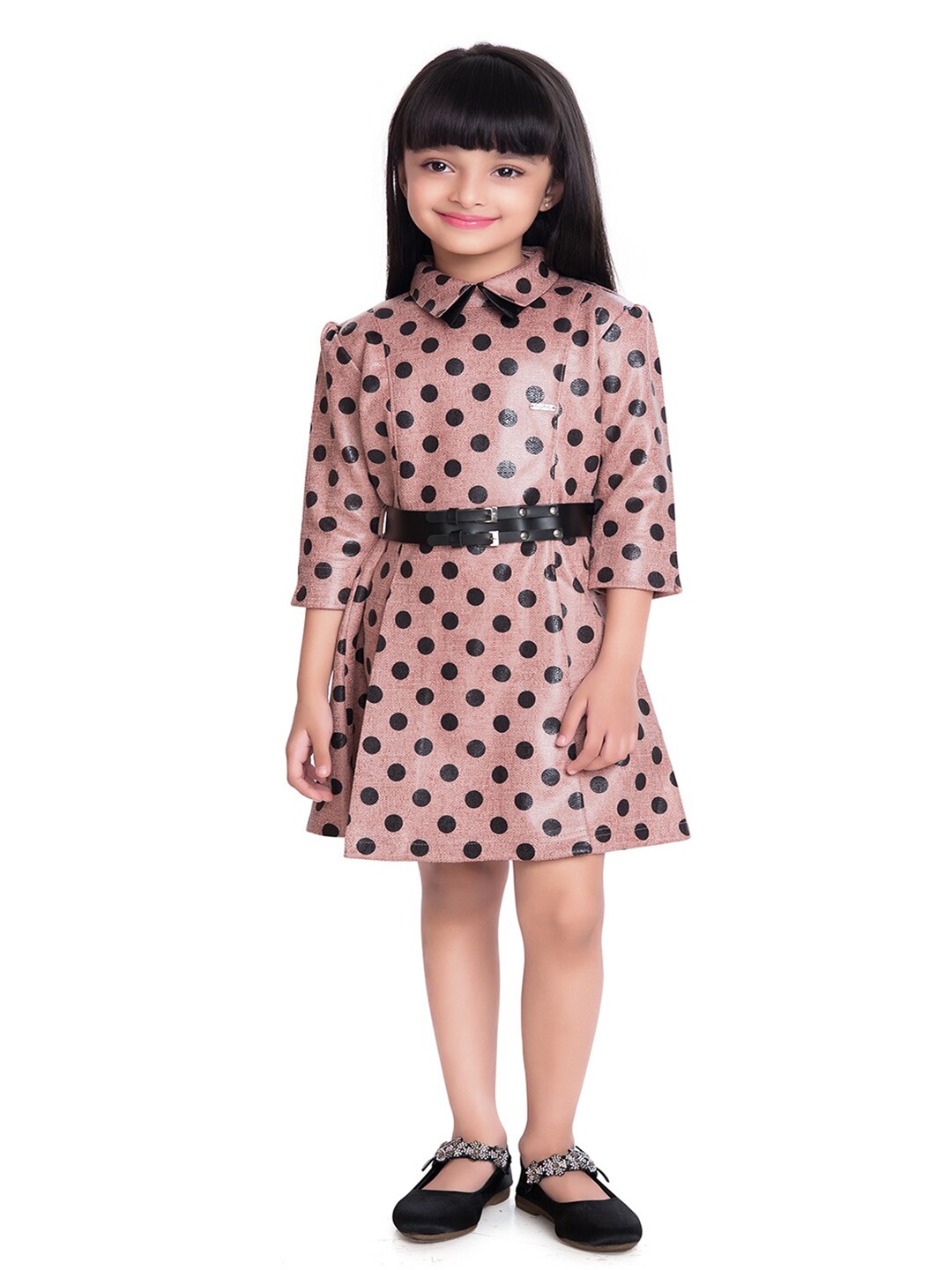 

Tiny Baby Pink & Black Velvet Dress