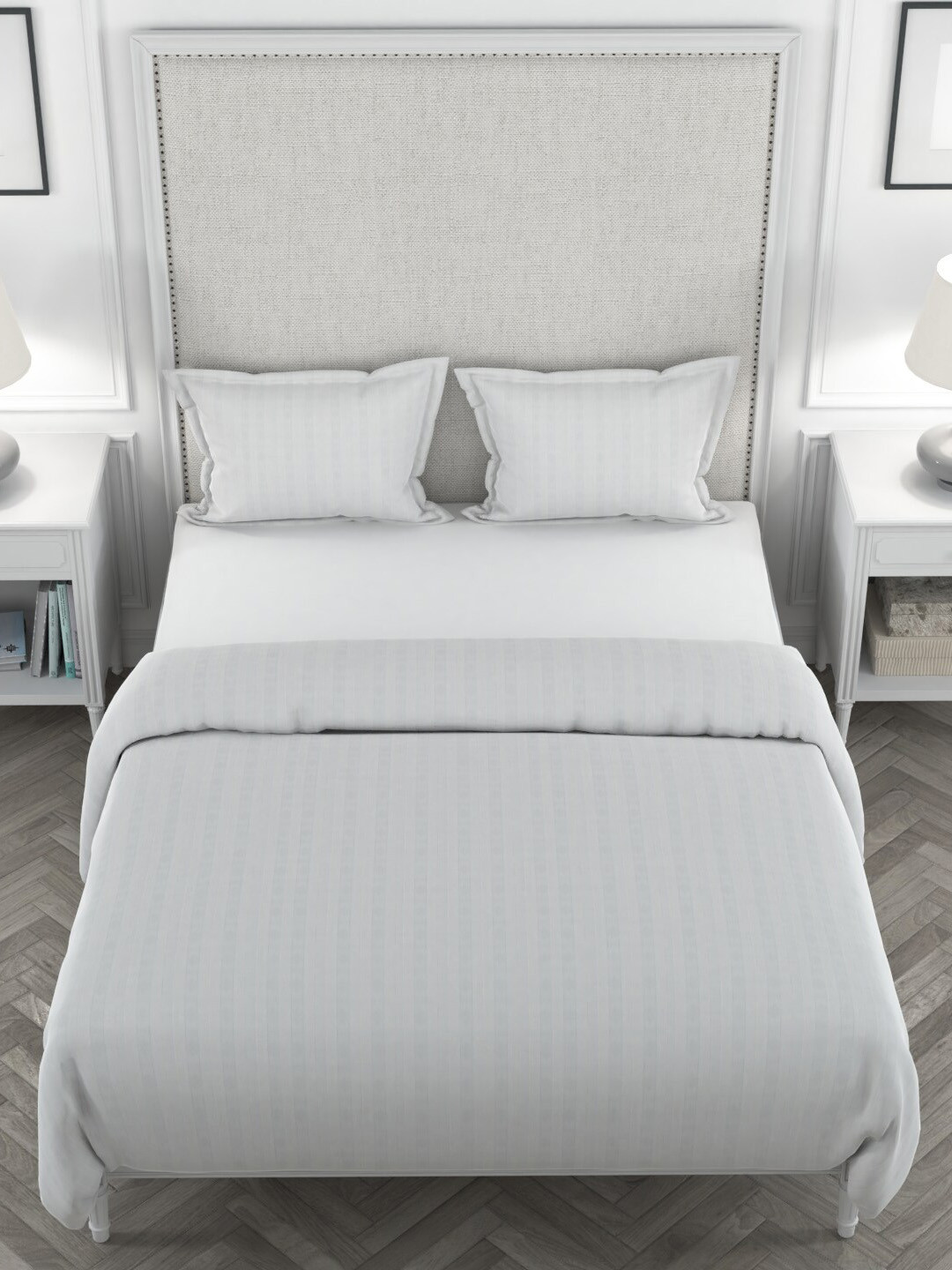 

Livpure Smart White Striped Cotton 300 TC Duvet Cover With Pillow Cover