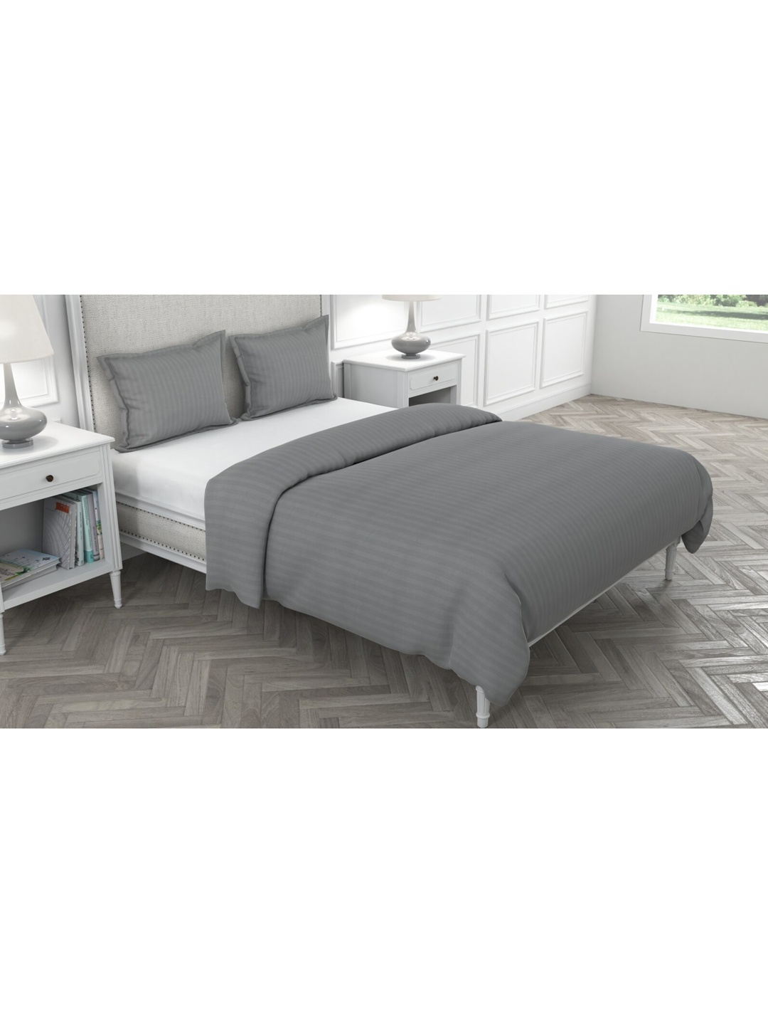 

Livpure Smart Grey Striped 300 TC Cotton Double Duvet Cover