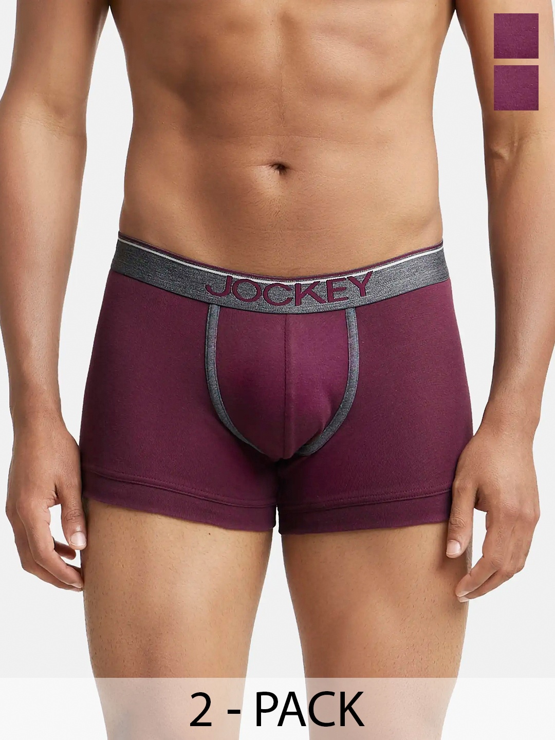 

Pack Of 2 Super Combed Cotton Rib Solid Trunk with Ultrasoft Waistband-8015, Burgundy