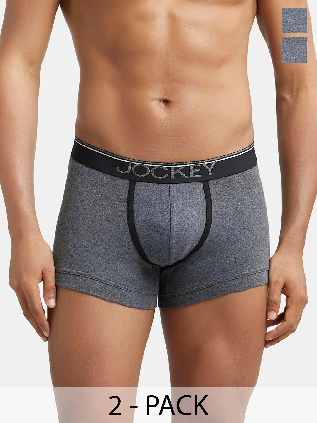 

Pack Of 2 Super Combed Cotton Rib Solid Trunk with Ultrasoft Waistband-8015, Grey