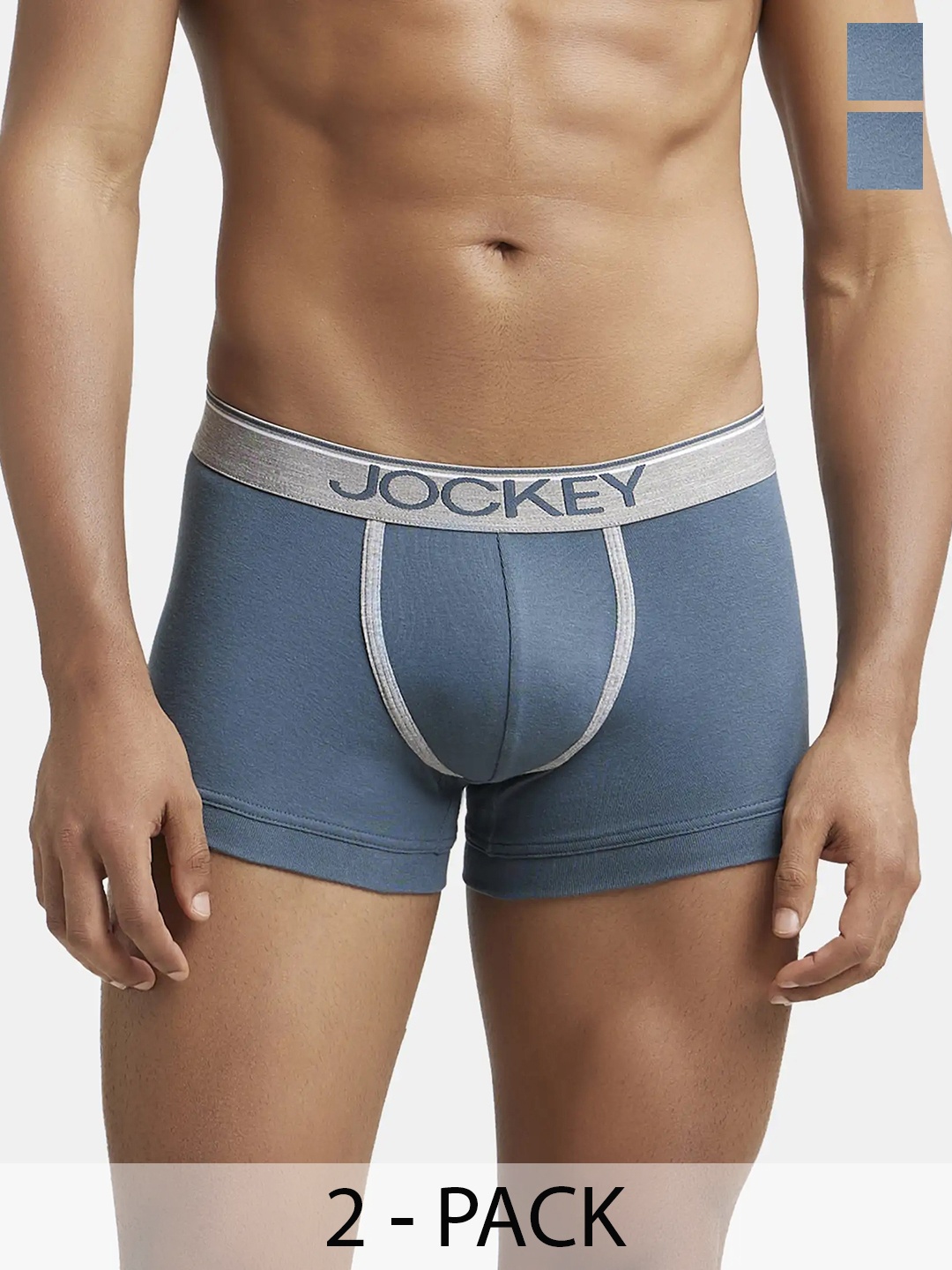 

Pack Of 2 Super Combed Cotton Rib Solid Trunk with Ultrasoft Waistband-8015, Grey