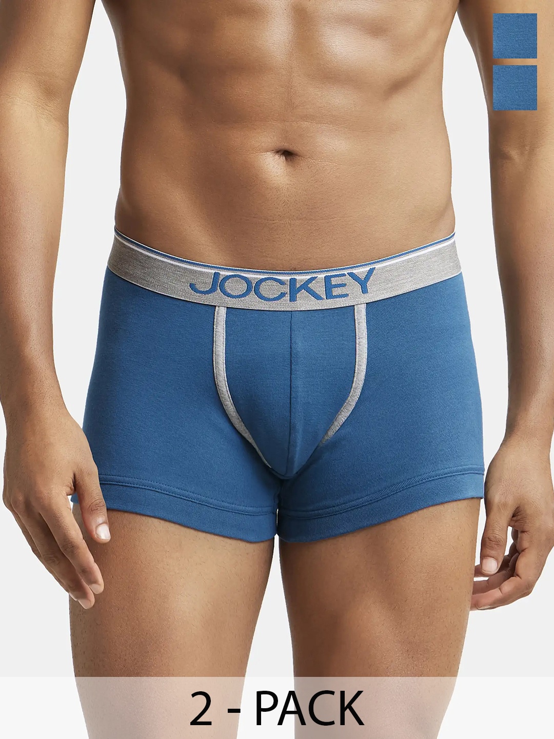 

Pack Of 2 Super Combed Cotton Rib Solid Trunk with Ultrasoft Waistband-8015, Blue