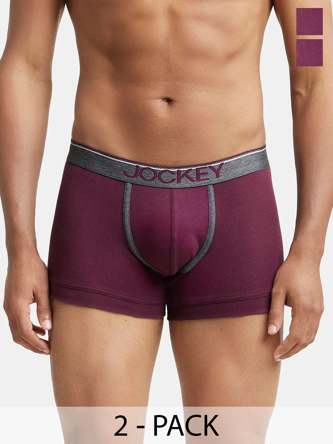 

Pack Of 2 Super Combed Cotton Rib Solid Trunk with Ultrasoft Waistband-8015, Purple