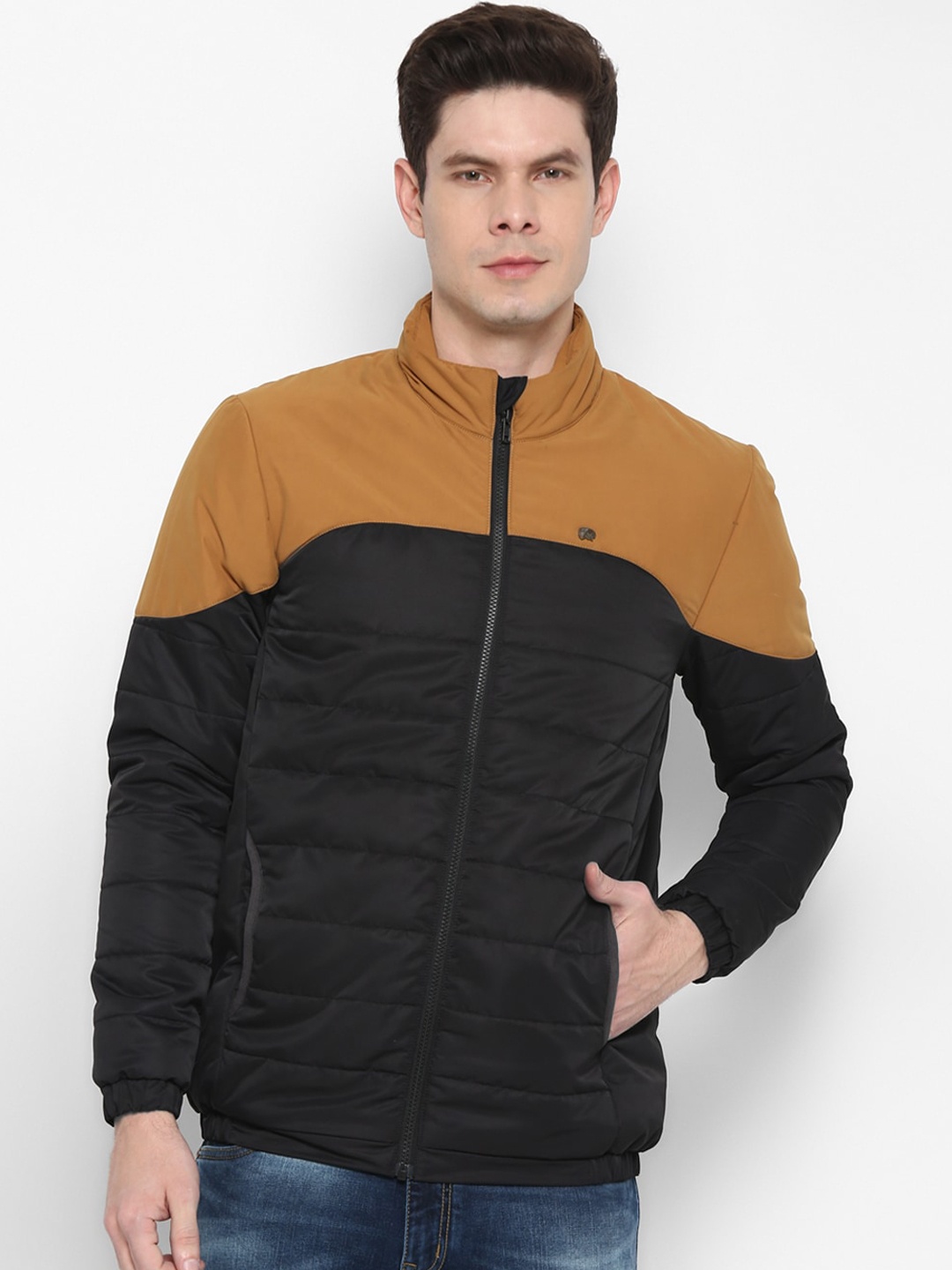 

Red Chief Men Black & Brown Colourblocked Water Resistant Padded Jacket
