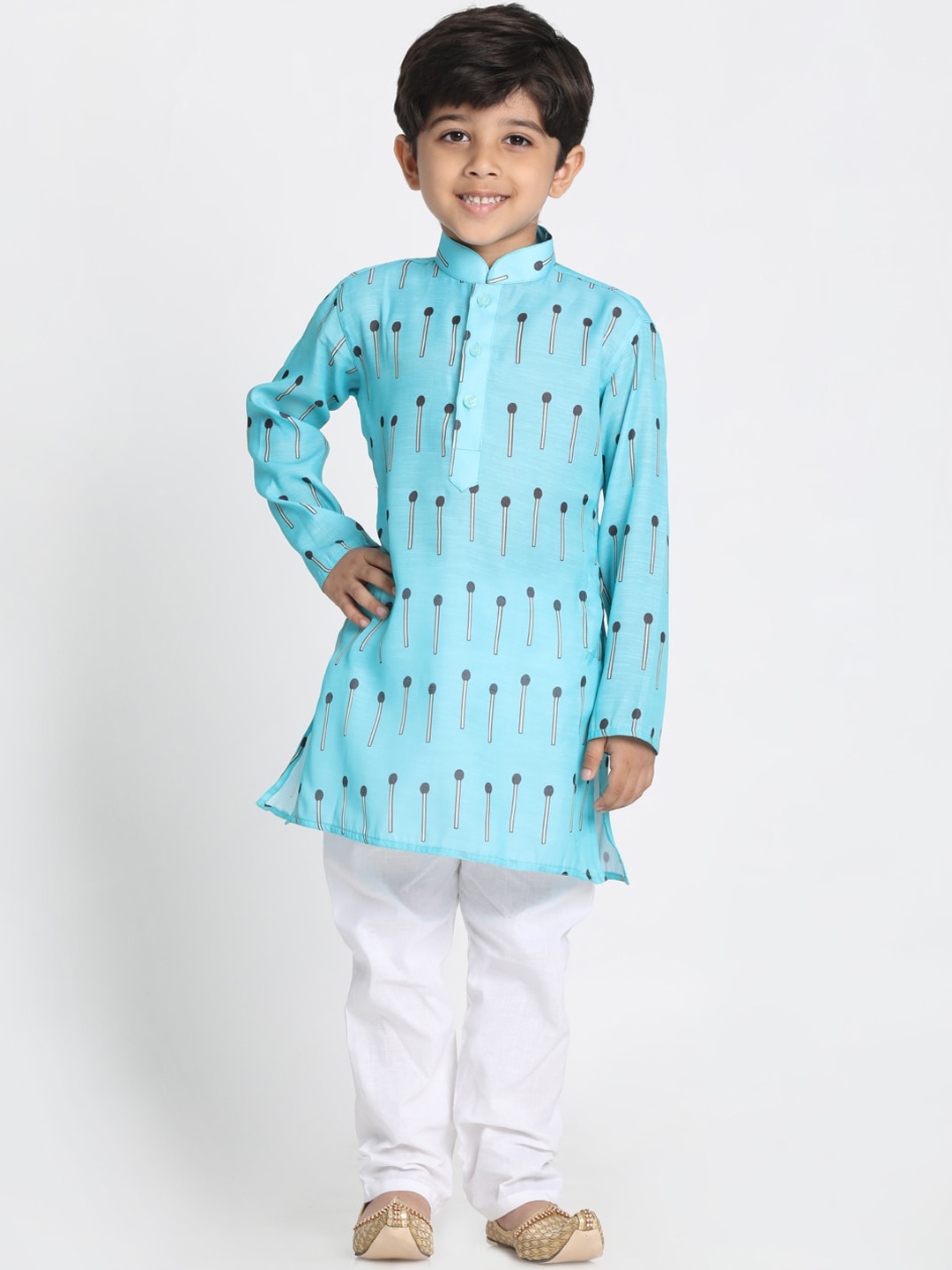 

JBN Creation Boys Blue & White Printed Kurta with Pyjamas