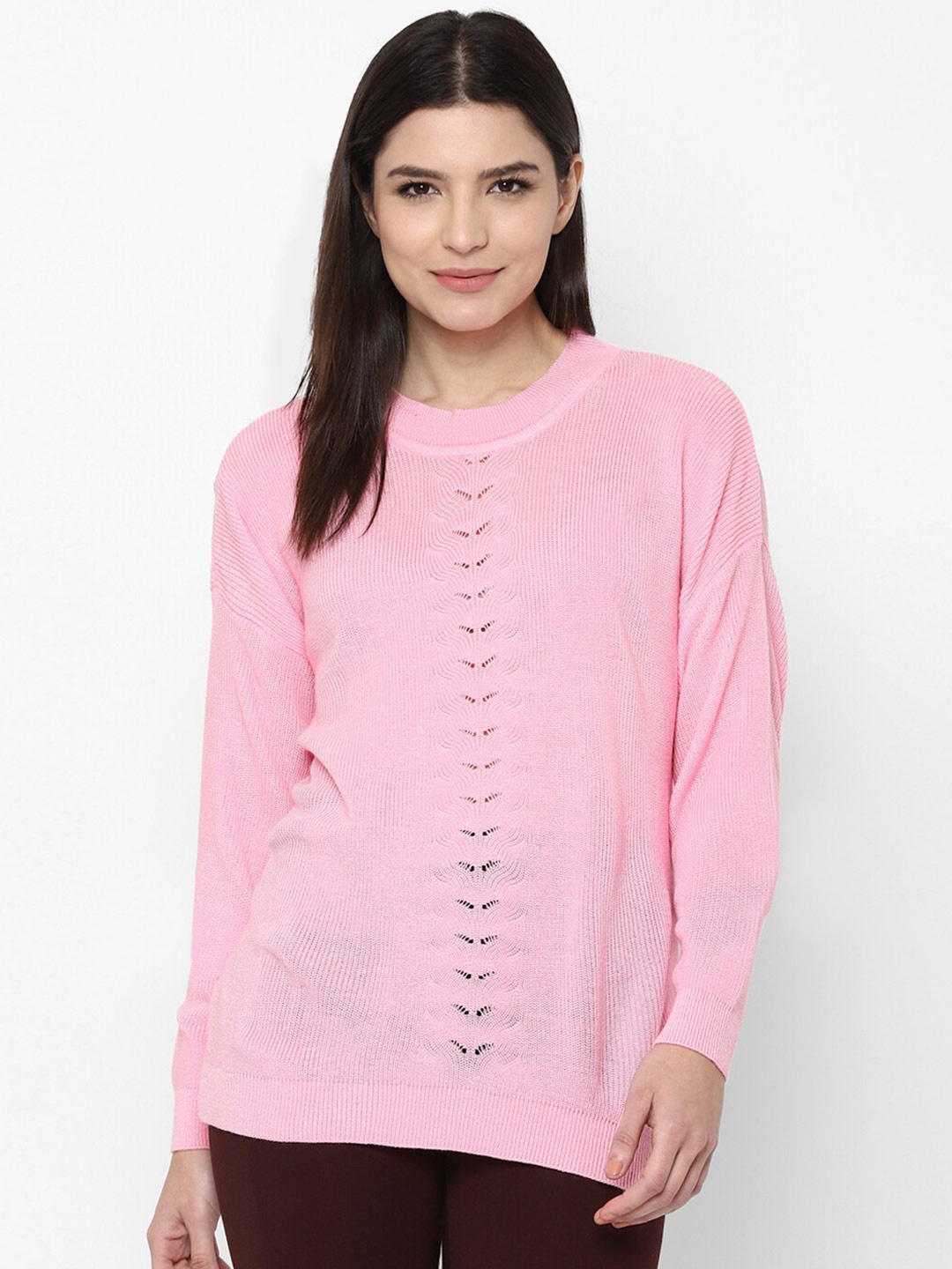 

Allen Solly Woman Women Pink Self Design Pullover