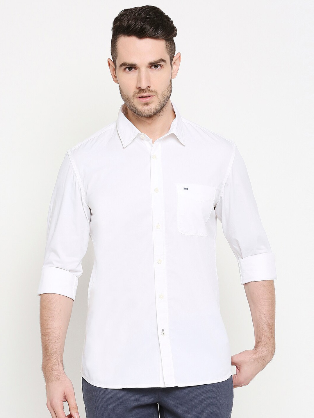 

Basics Men White Slim Fit Casual Shirt
