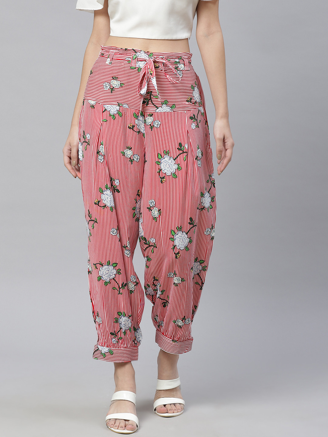 

Ayaany Women Red Printed Pure Cotton Harem Pant